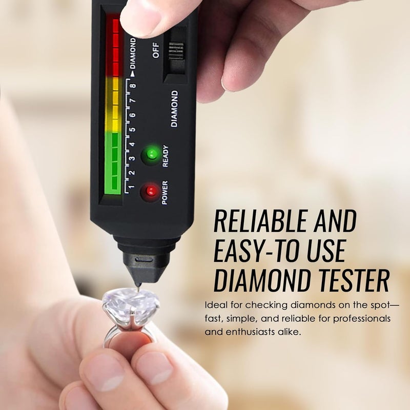 DANOPLUS High Accuracy Diamond Tester Pen Professional Jewelry Diamond Selector with UV Light for Novice and Expert Jeweler Tool, Real Diamond Tester for Different Sizes of Diamond Stones - Image 2